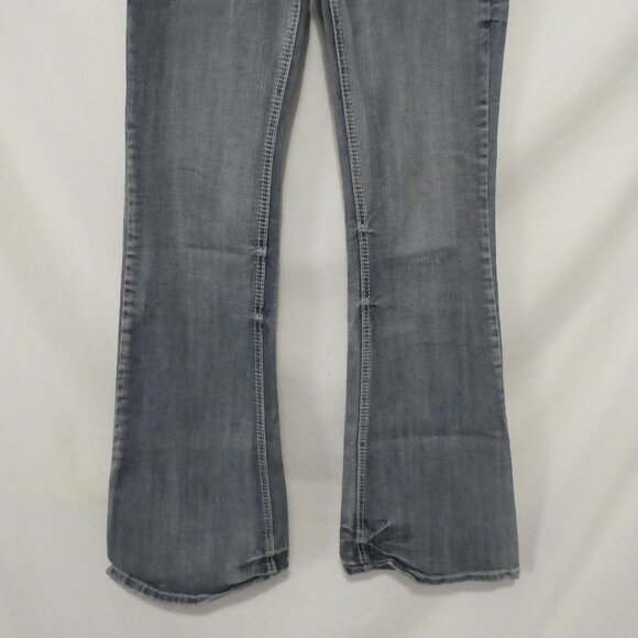 AMETHYST | 14 inch waist measured | Distressed Faded Blue Flare Jeans - Picture 7 of 16